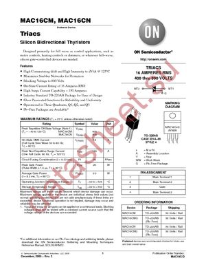 MAC16CMG datasheet  